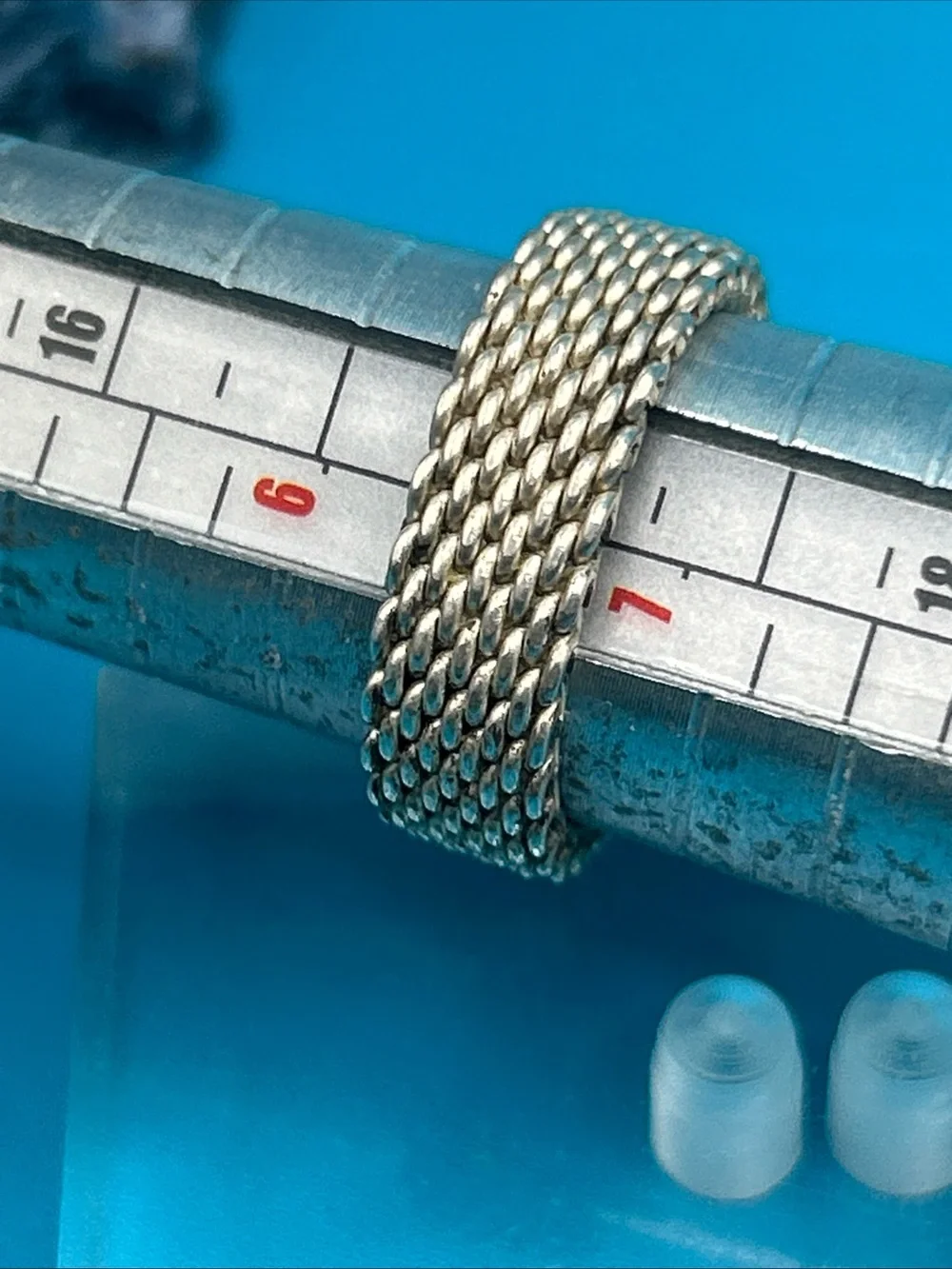 Tiffany & Co. 925 Vintage Mesh Ring W/Heart Sz  6.75 -7 Somerset Collection